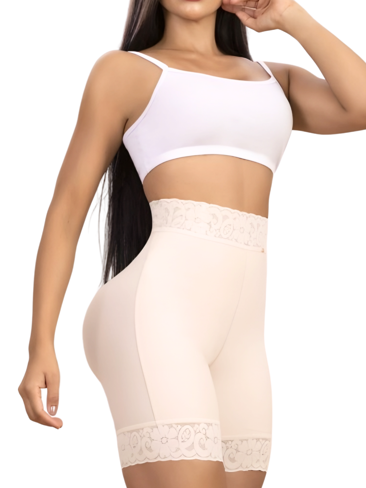 SD-2018 High-Waisted Mid-Thigh Shorts with Tummy Control