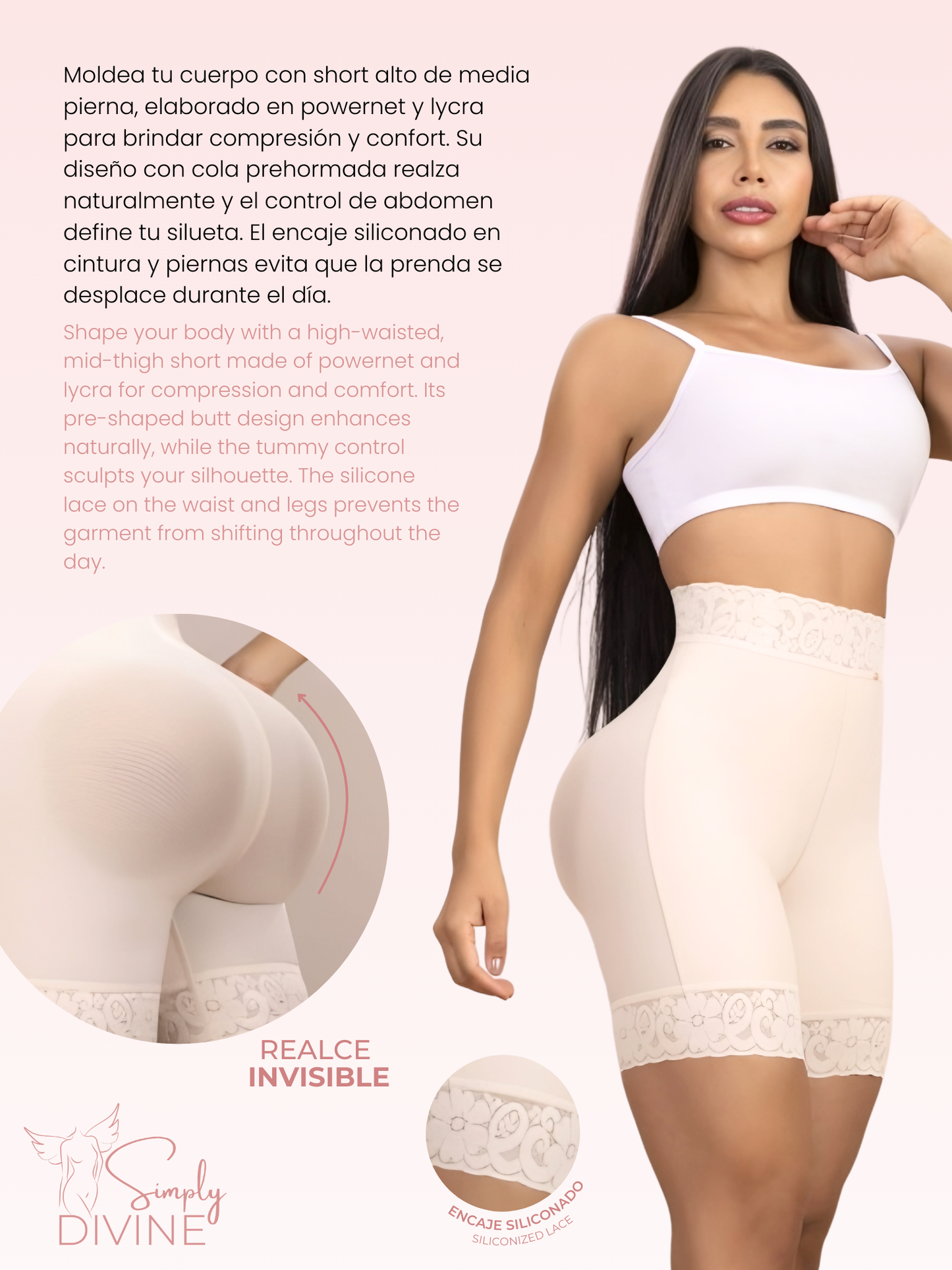 SD-2018 High-Waisted Mid-Thigh Shorts with Tummy Control