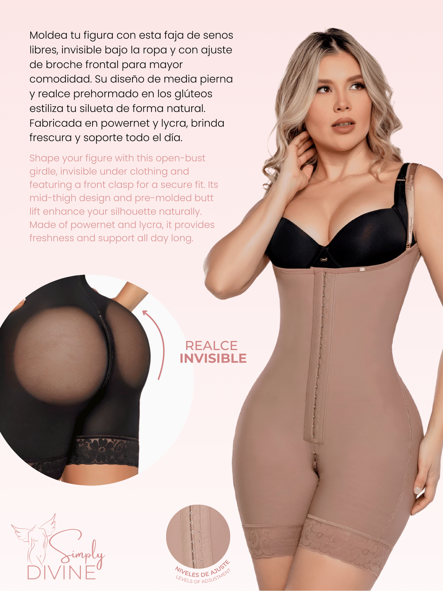 SD-2024 Mid-Thigh Invisible Open-Bust Girdle with Front Clasp