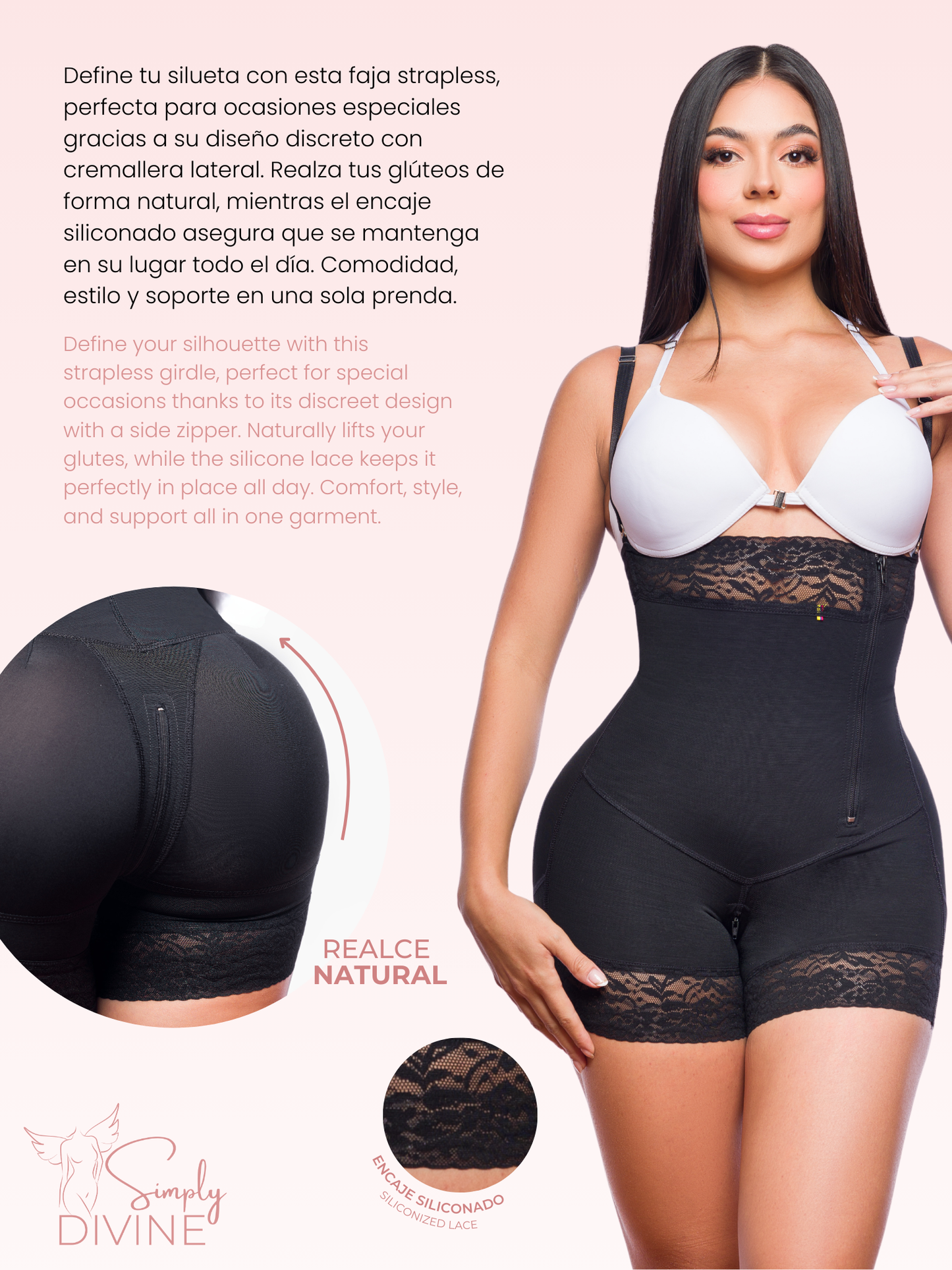 SD-2016 Strapless Short Shapewear with Side Zipper