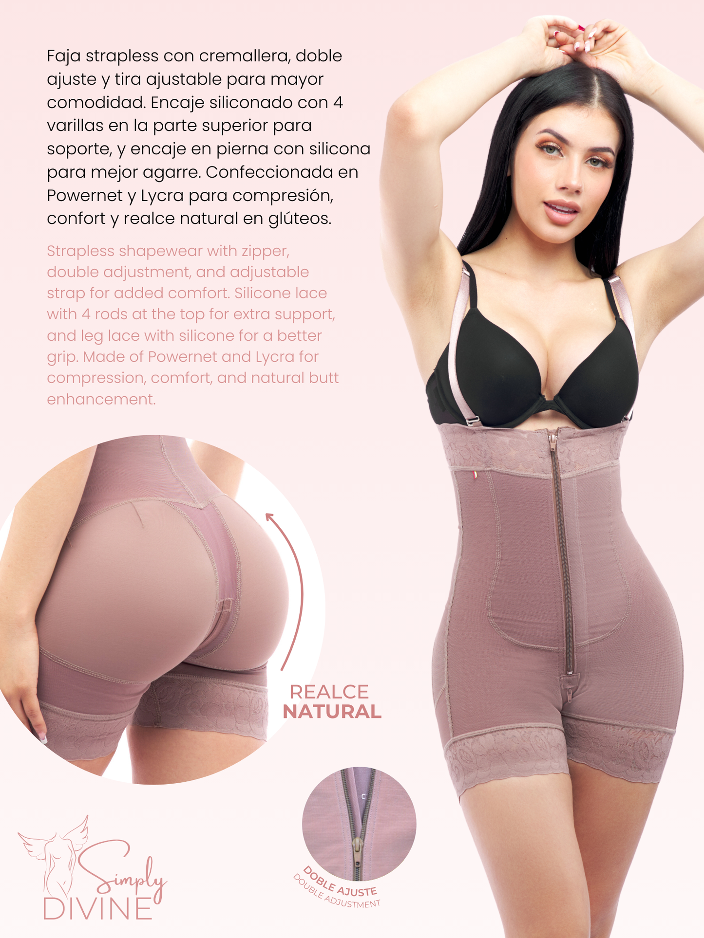 SD-2013 Strapless Girdle with Front Zipper and Butt Lifter