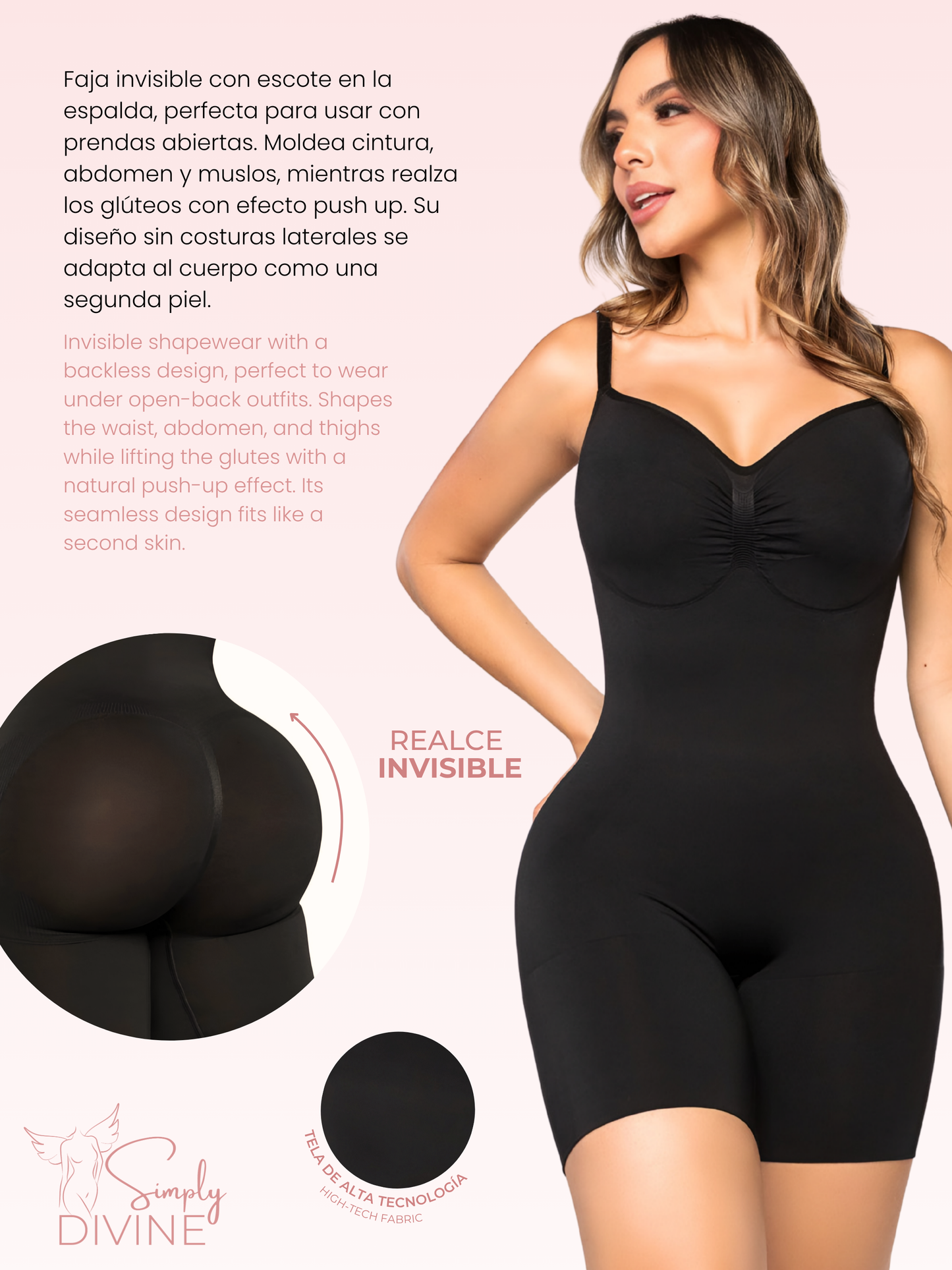 SD-2033 Fajas Invisibles Colombianas Faja Seamfree Push Up Glutes with Backless Design