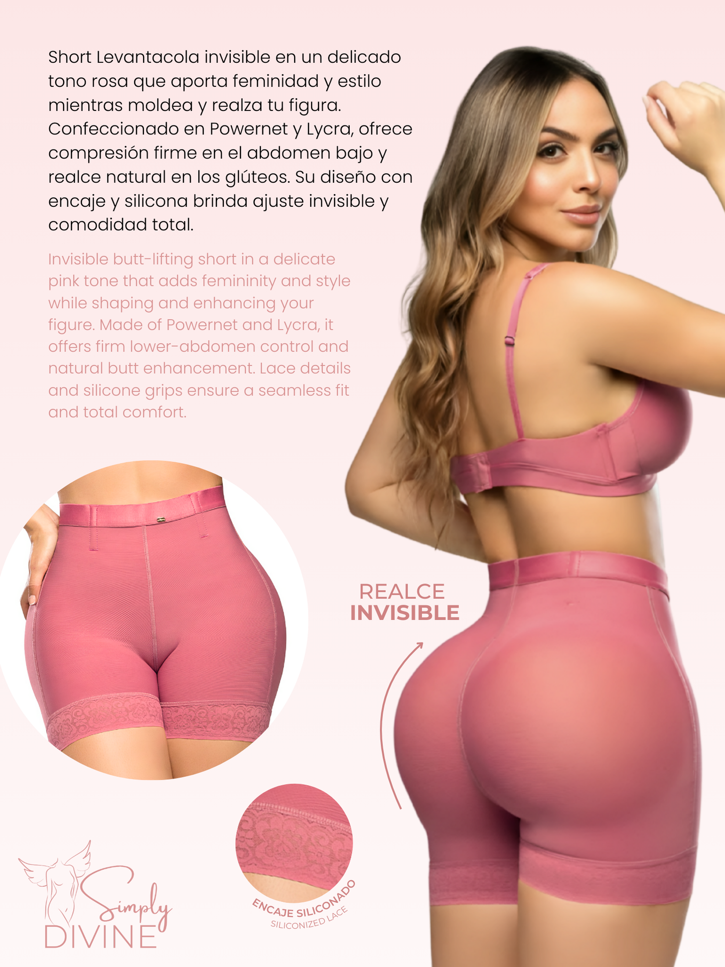 SD-2031 Invisible Shapewear Shorts Pink with Butt Lifting