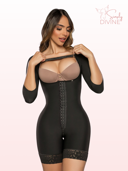 SD-2028 Mid-Thigh Invisible Girdle with Sleeve and Front Clasp