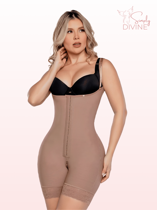 SD-2024 Mid-Thigh Invisible Open-Bust Girdle with Front Clasp