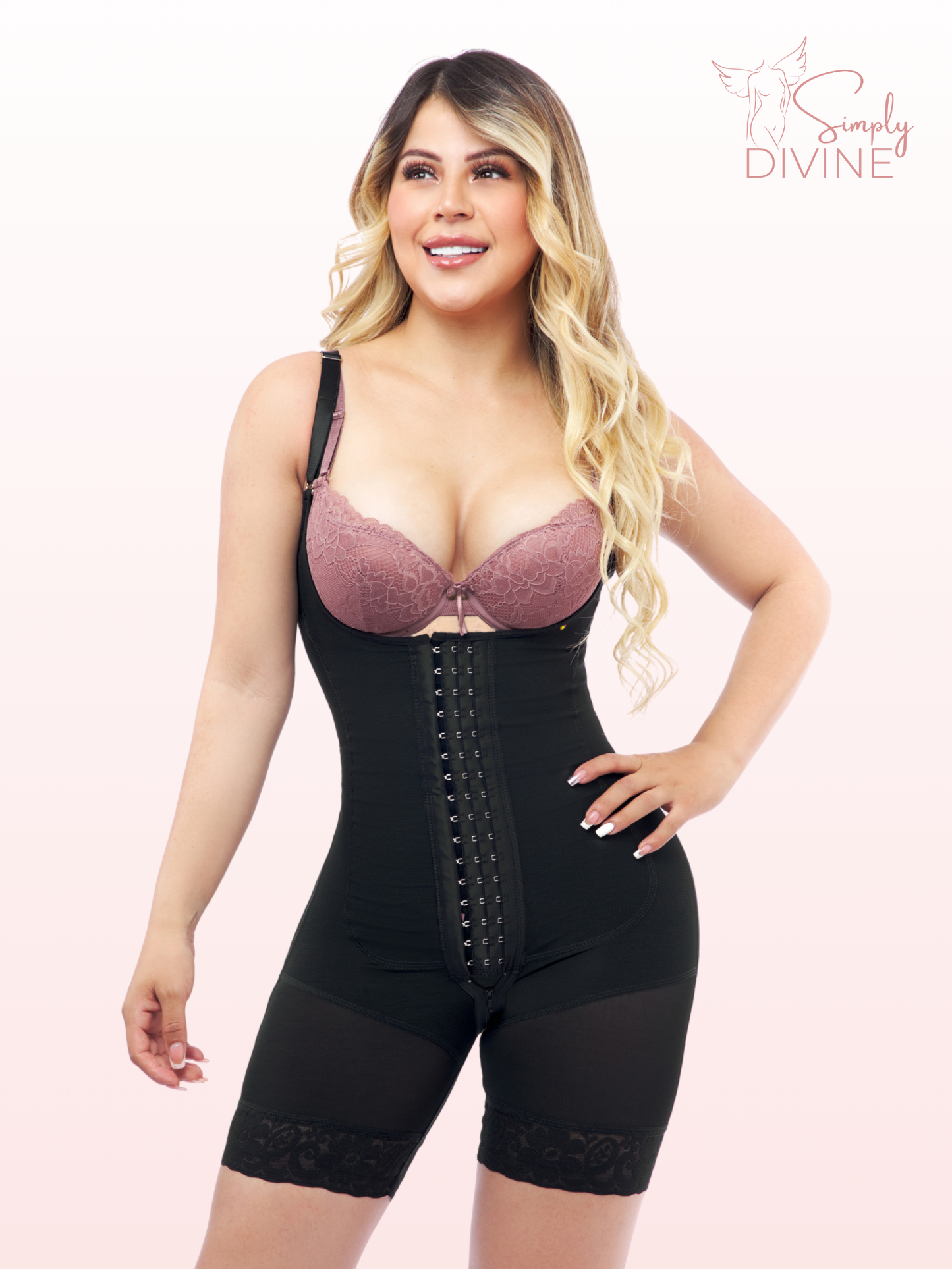 SD-2017 Mid-Thigh Open-Bust Girdle with Front Clasp and Butt Lifter
