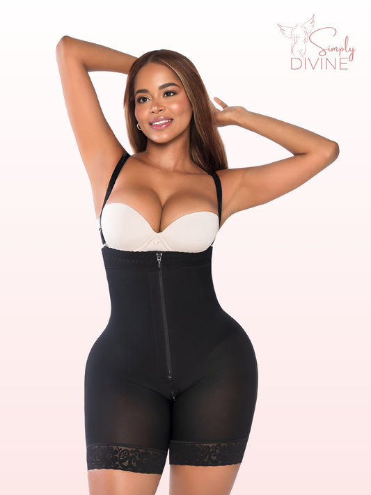 SD-2034 Mid-Thigh Invisible Strapless Hourglass Girdle with Zipper