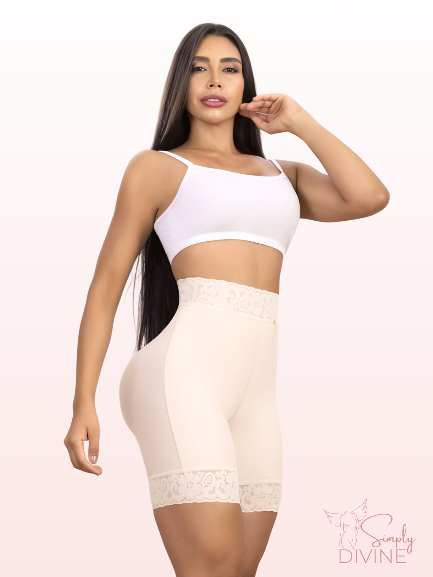 SD-2018 High-Waisted Mid-Thigh Shorts with Tummy Control