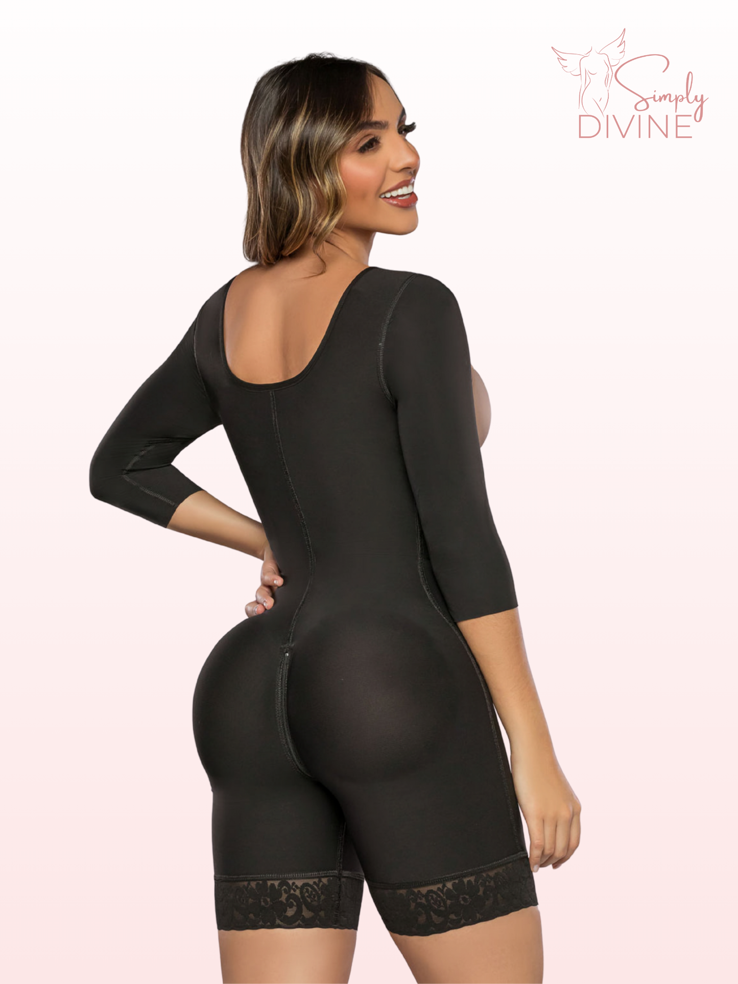 SD-2028 Mid-Thigh Invisible Girdle with Sleeve and Front Clasp