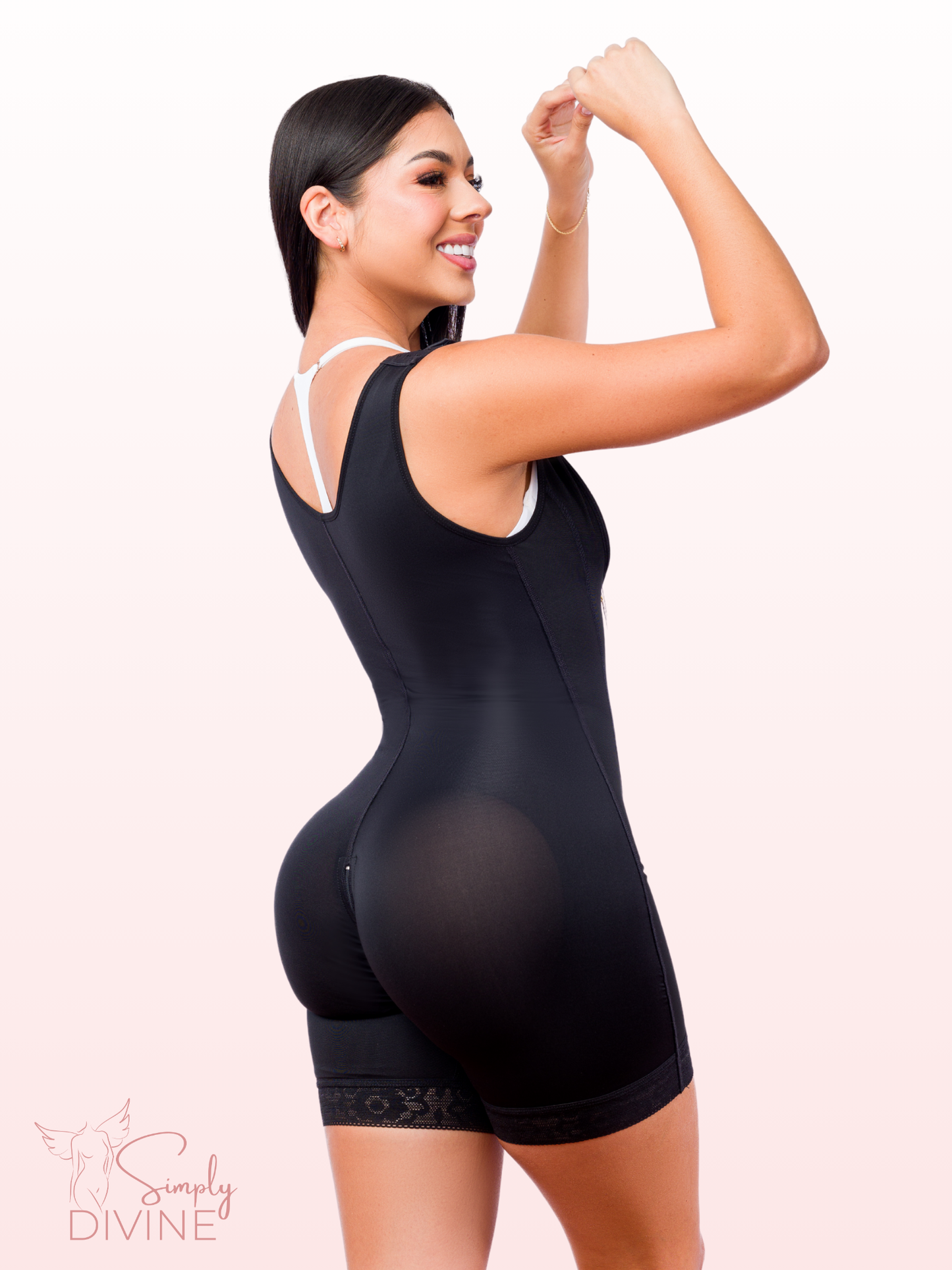 SD-2015 Mid-Thigh Girdle with Adjustable Strap and Front Clasp