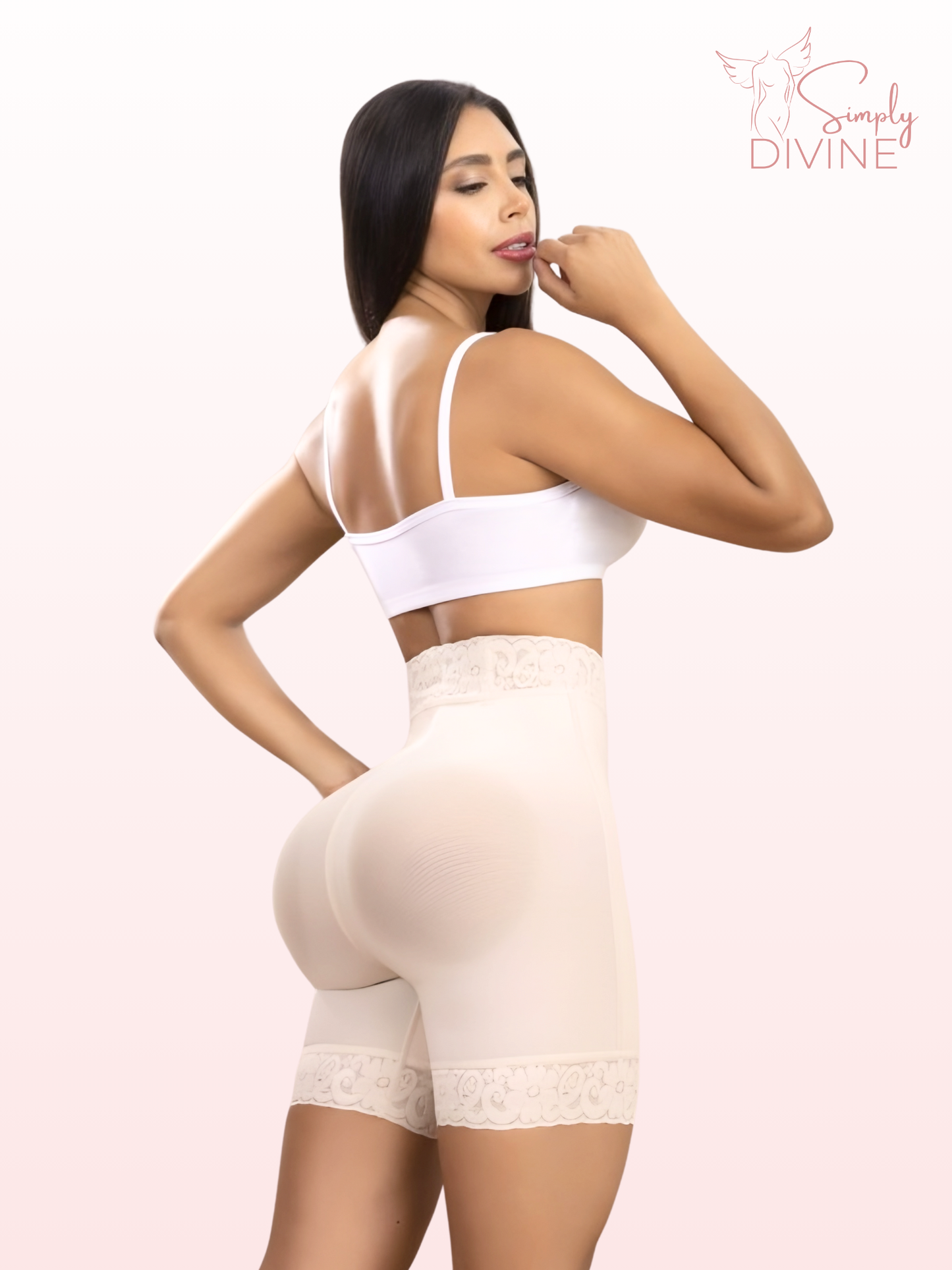 SD-2018 High-Waisted Mid-Thigh Shorts with Tummy Control