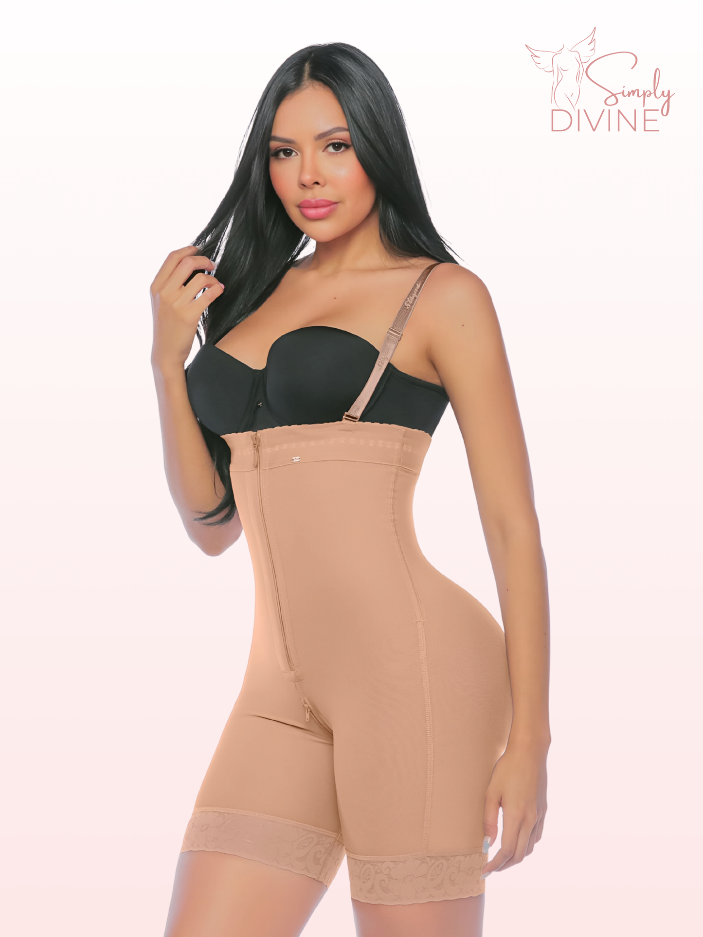 SD-2034 Mid-Thigh Invisible Strapless Hourglass Girdle with Zipper