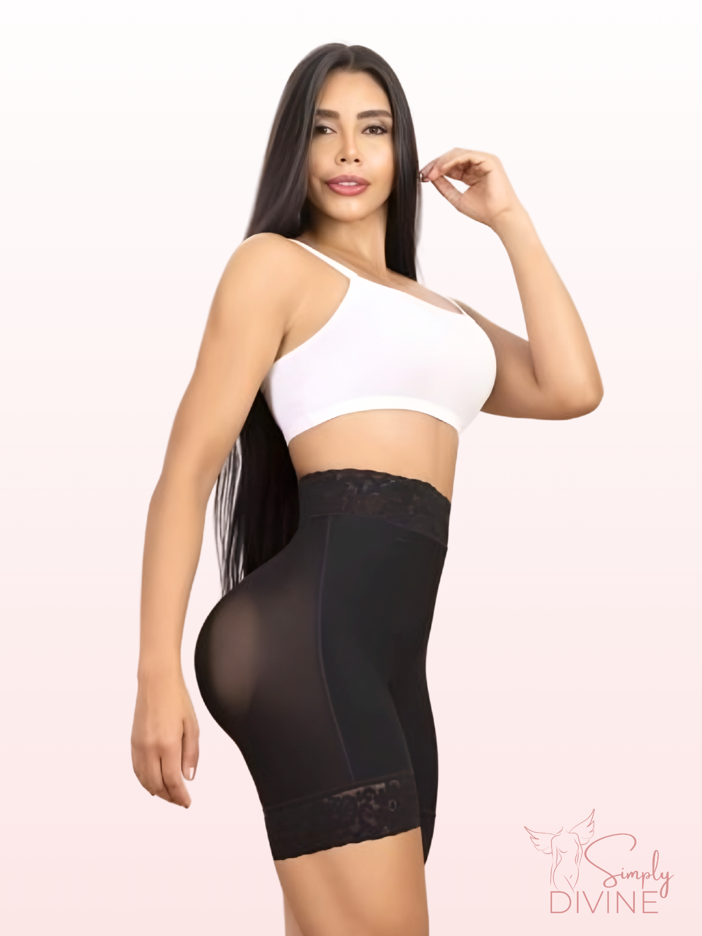 SD-2018 High-Waisted Mid-Thigh Shorts with Tummy Control