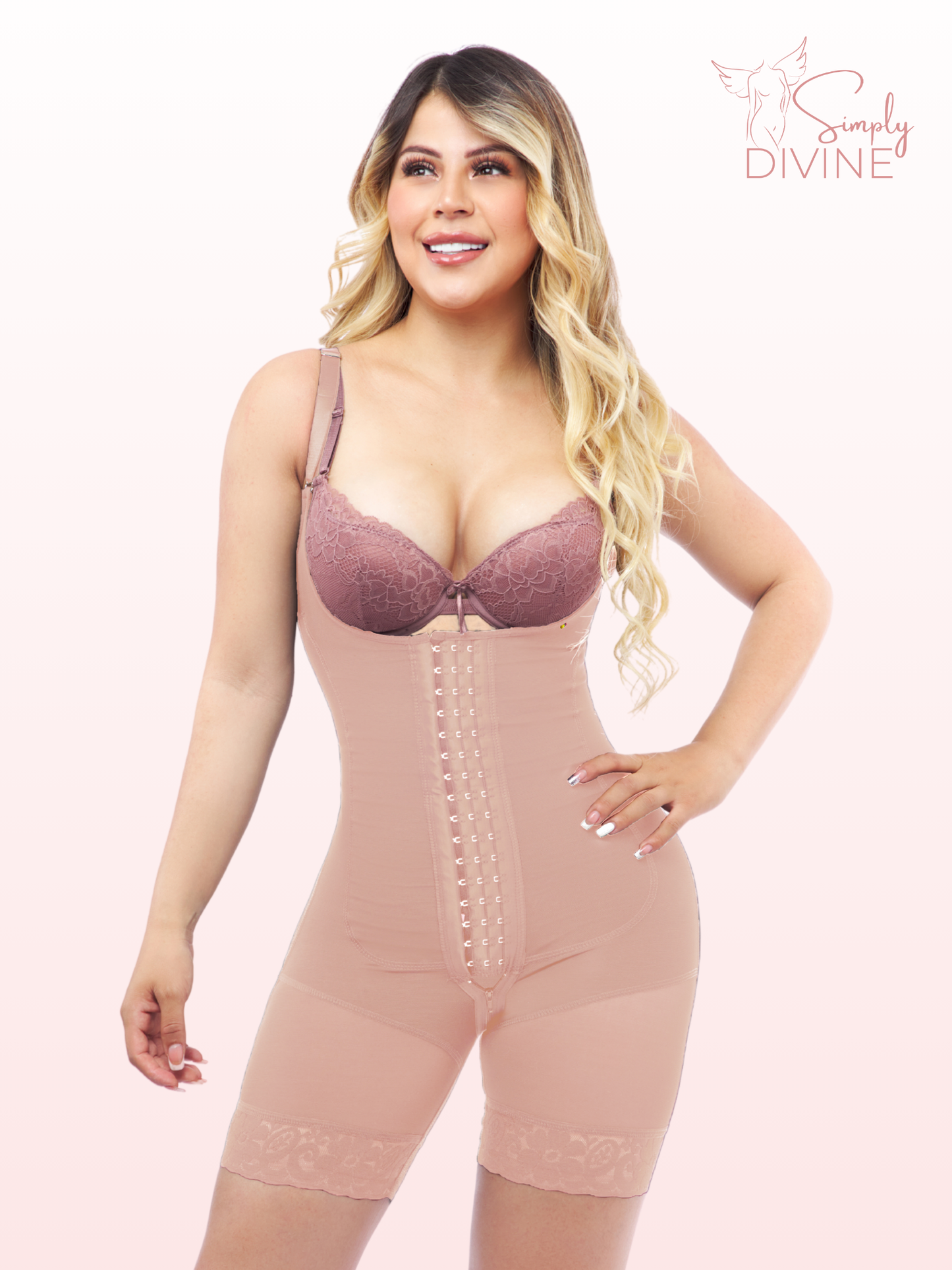SD-2017 Mid-Thigh Open-Bust Girdle with Front Clasp and Butt Lifter